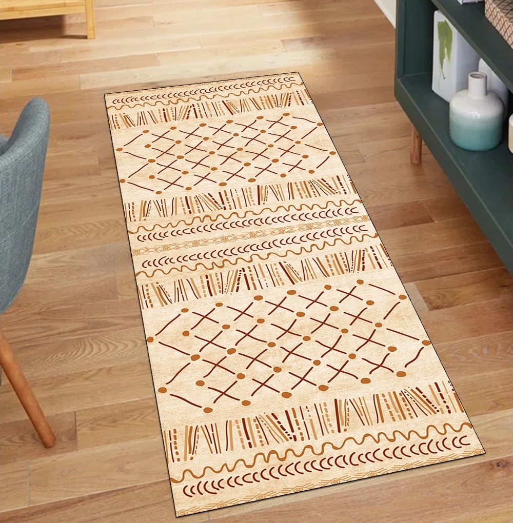 Alfombra larga para pasillo bohemia color naranja ideal para cocinas dinámicas