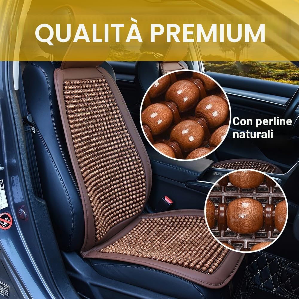 Blueshyhall Coprisedile per auto con massaggio, 1 pezzo Freddi e traspiranti coprisedili per auto, coprisedile per sedili anteriori, perle di legno, coprisedile universale con cuscino massaggiante per