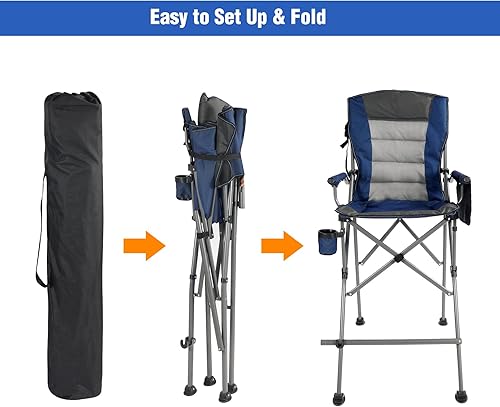 Miniatura 8 de REDCAMP Silla de campamento alta de gran tamaño para adultos, silla de directores plegable portátil de 330 libras, taburete plegable de altura de