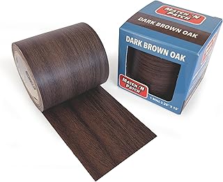 MATCH 'N PATCH Realistic Wood Grain Repair Tape - Durable Multi-Use Adhesive Tape for Furniture, Floors, Cabinets, Windows, Doors, RV, Home Decor & DIY Projects - Dark Brown Oak, 2.25 inch x 15 feet