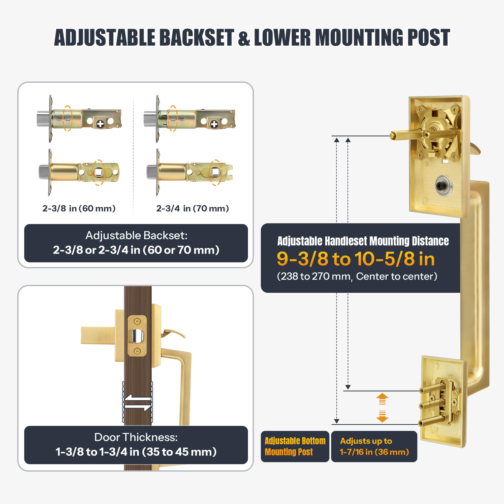 Satin Brass Front Door Handleset - Security & Style -3
