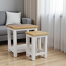 GROFurniture 100% Oak Top Side Table Set of 2, Painted End Table Nightstand for Bedroom or Livingroom, Oak Bedside Table Cashmere Grey, Modern & Farmhouse Style