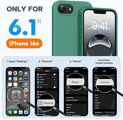 Miniatura 934 de Miracase - Funda diseñada para iPhone 11 con protector de pantalla, funda de goma de silicona líquida, protección total contra caídas y a prueba