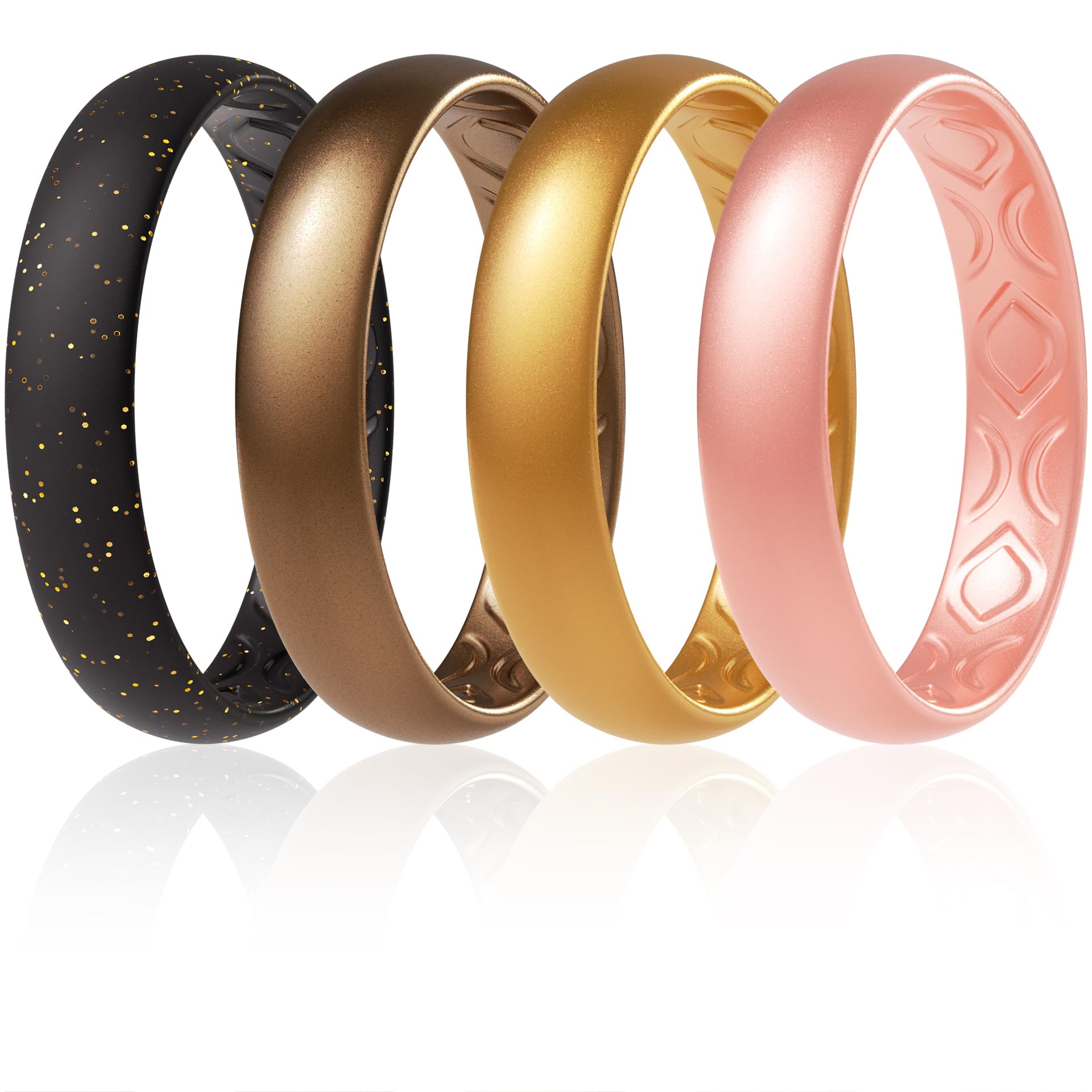 ThunderFit Women Breathable Silicone Bridal Rings Sets For Her, 4mm Wide