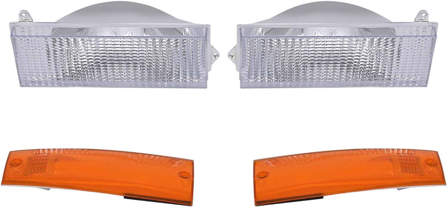 HECASA Pair Turn Signal + Side Marker Light Compatible with 1991-1996 Jeep Cherokee Comanche Replacement for CH2551113 CH2550113 CH2531101 CH2530101 Clear Lens Signal Lamp Amber Lens Marker Lamp 4 Pcs