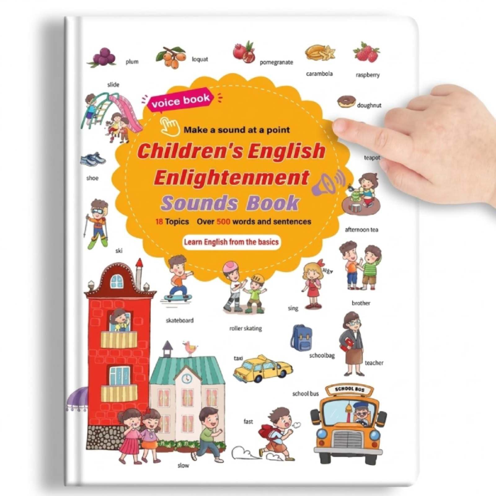 500-Word Audio Learning Book, 2026 Updated English Words Sound Books for Kids, 18Topics Rechargable Children's First Talking Book,500+ Words Talking Interactive Audio Books for Early Learning English