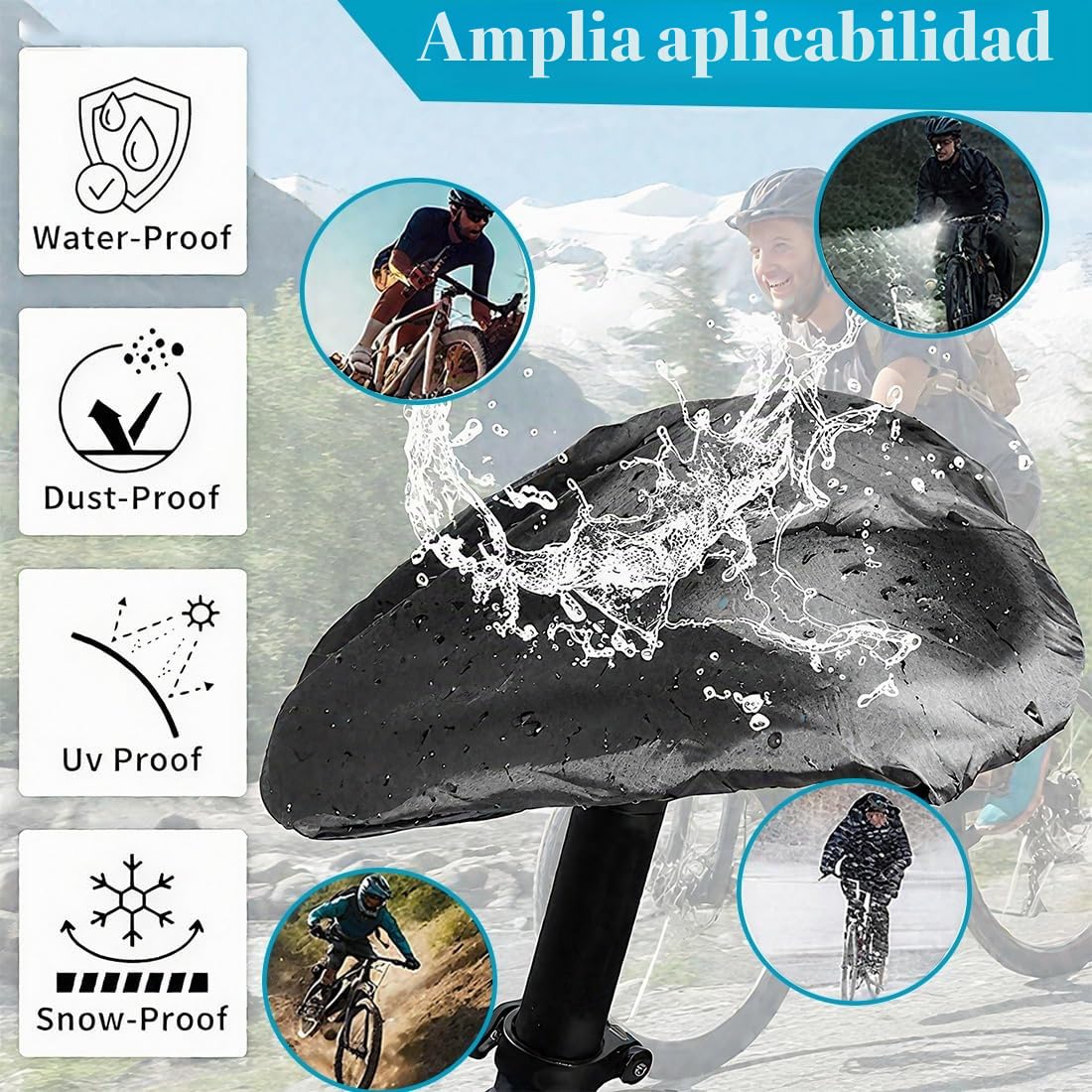 1 Funda de Sillín de Gel Suave, Cubierta Acolchada con Almohadilla Confortable, Compatible con Bicicletas de Carretera, Urbanas, Montaña, MTB, Eléctricas y de Spinning, 27 x 18 cm
