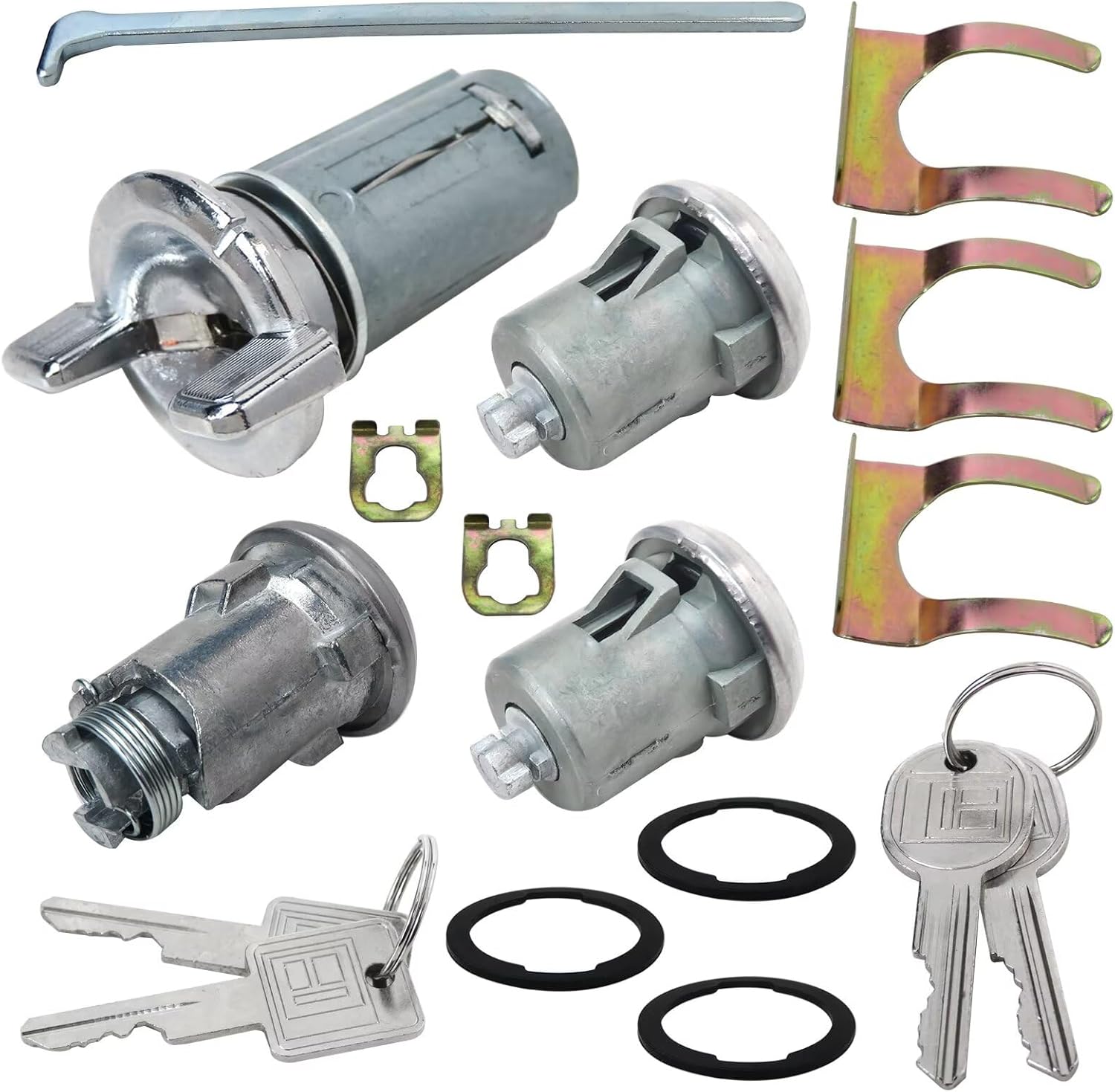 Ignition Switch Cylinder w/Keys Door Lock Cylinder#607893#608307#605533 Fit for Pontiac Bonneville Brougham Coupe 2-Door 4.9L 301Cu. in. V8 Gas OHV Naturally Aspirated 1977 1978