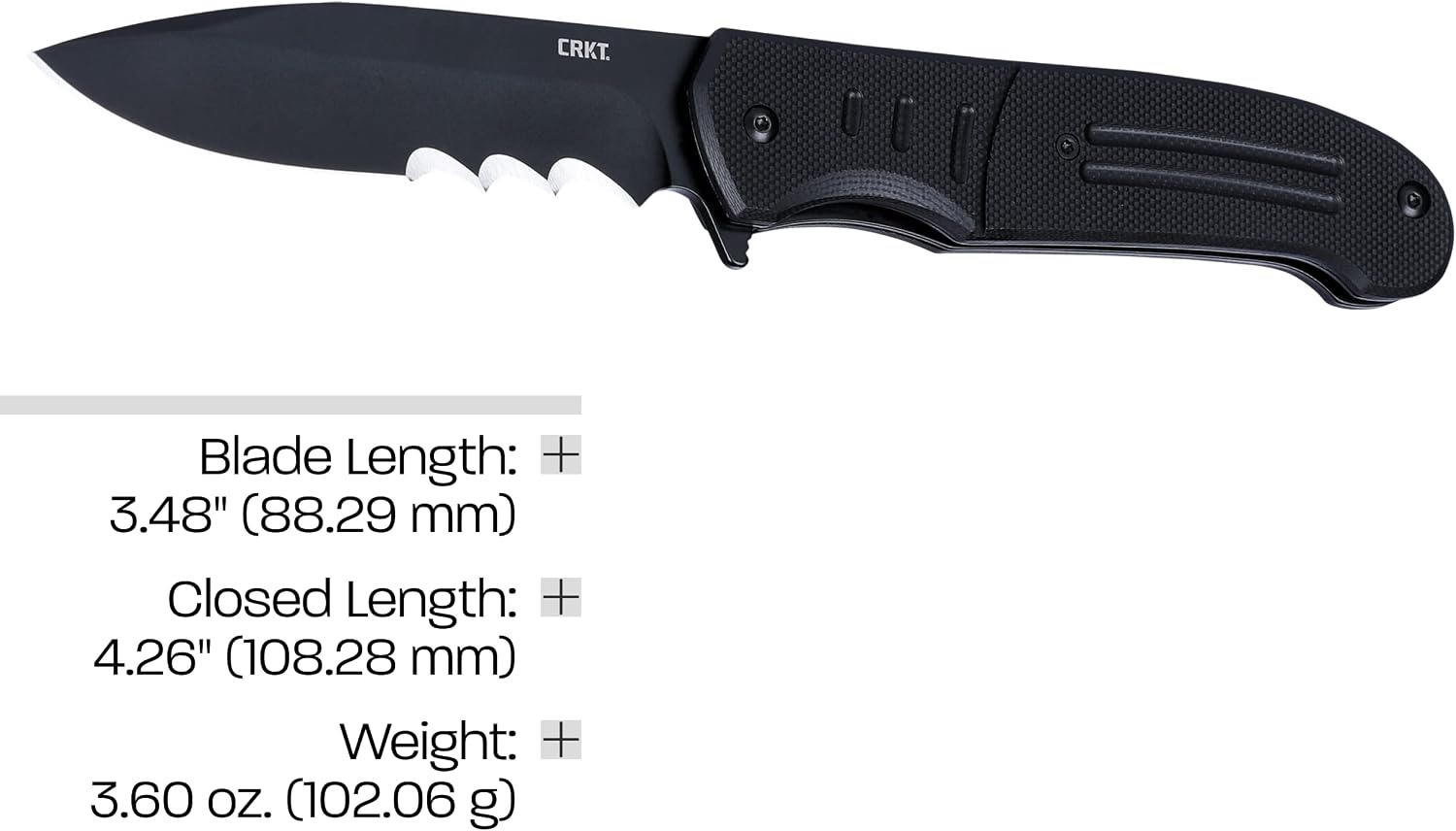 CRKT Ignitor EDC Folding Pocket Knife: Assisted Opening Everyday Carry, Serrated Edge Blade, Veff Serrations, Thumb Stud, Liner Lock, G10 Handle, Pocket Clip 6855