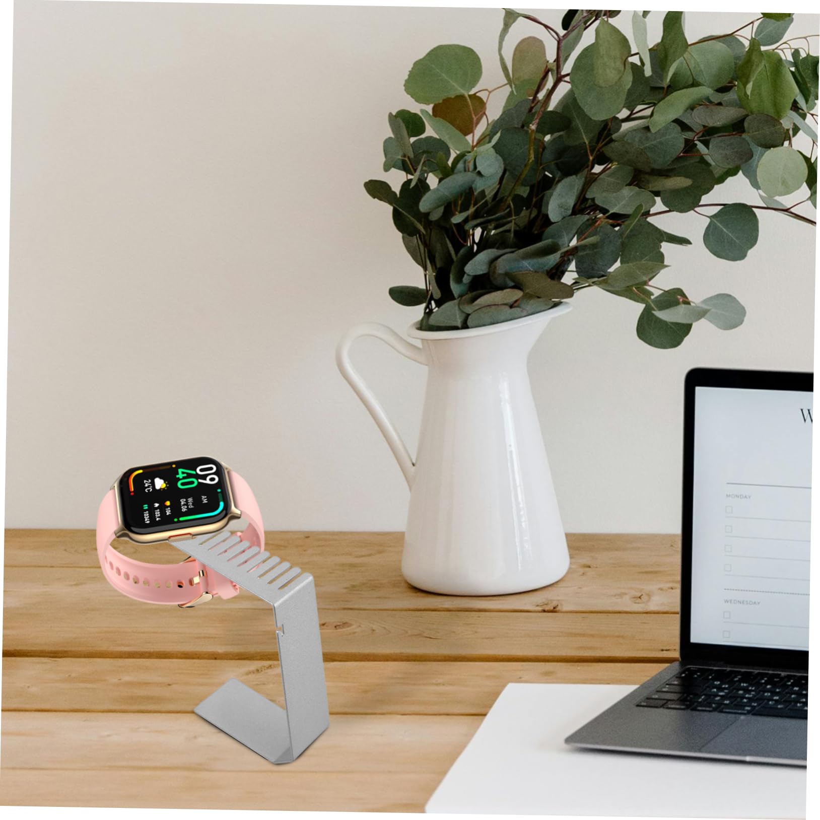 Supporto di Ricarica per Smartwatch in Acciaio Inossidabile Base per Orologio da Scrivania con Cinturino di Fissaggio