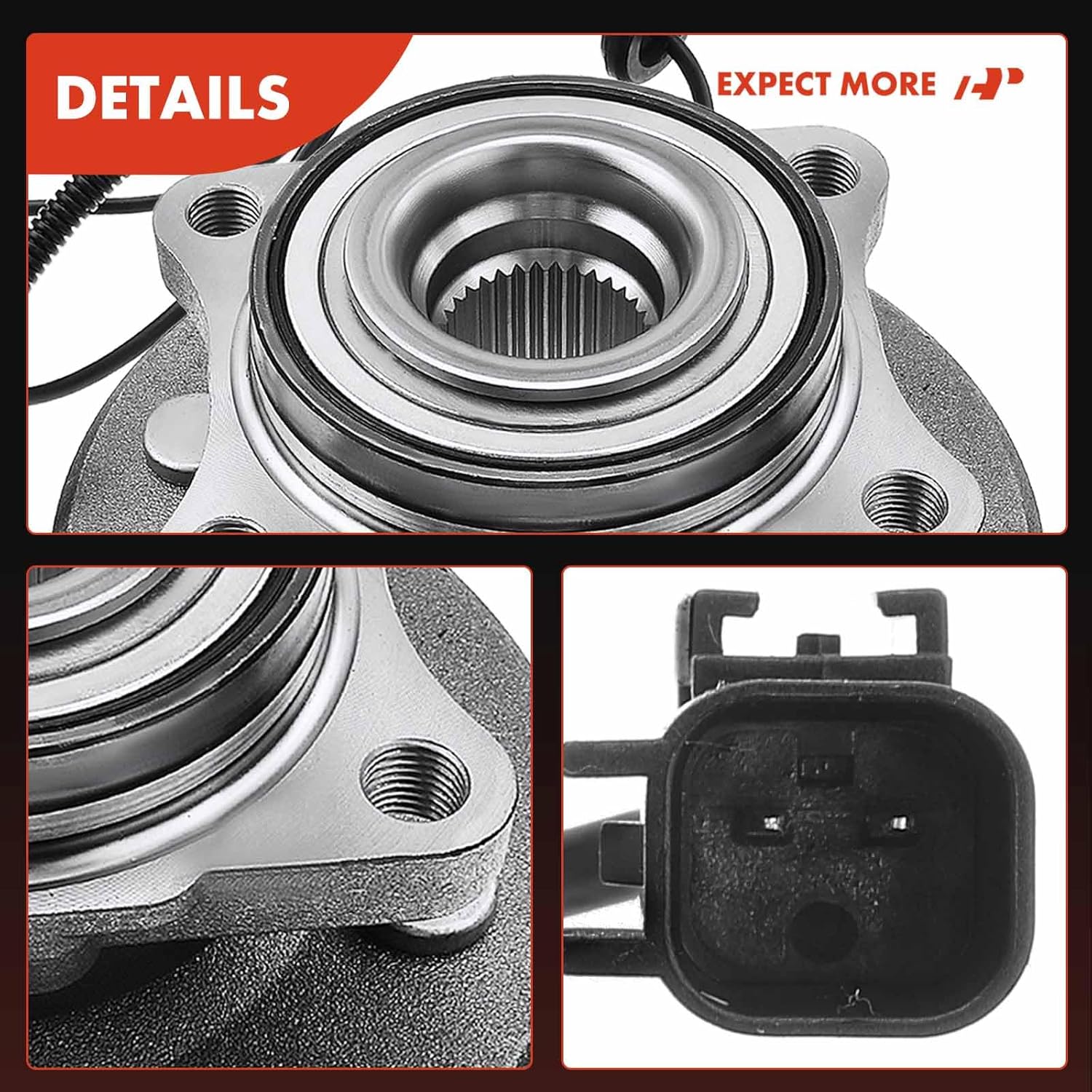 A-Premium Rear Wheel Bearing and Hub Assembly with ABS & 6-Lug Compatible with Ford Expedition 2015-2017, Lincoln Navigator 2015-2017