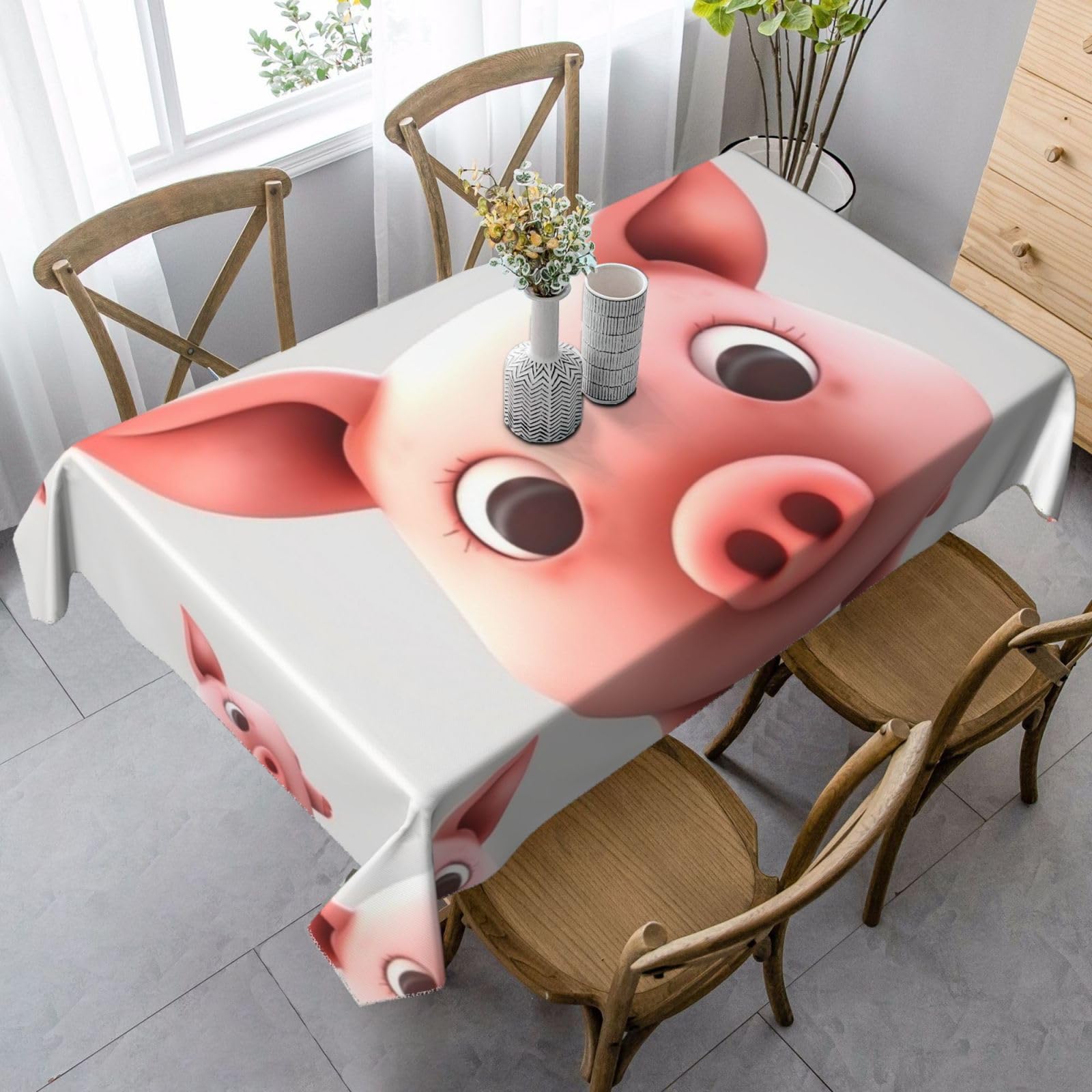 FodPand 35x55 Inch Tablecloth Stain and Wrinkle Resistant Table Cover Rectangular Washable Kitchen Table Cloth for Dinning Room Picnic Patio Party Decor, Smiling