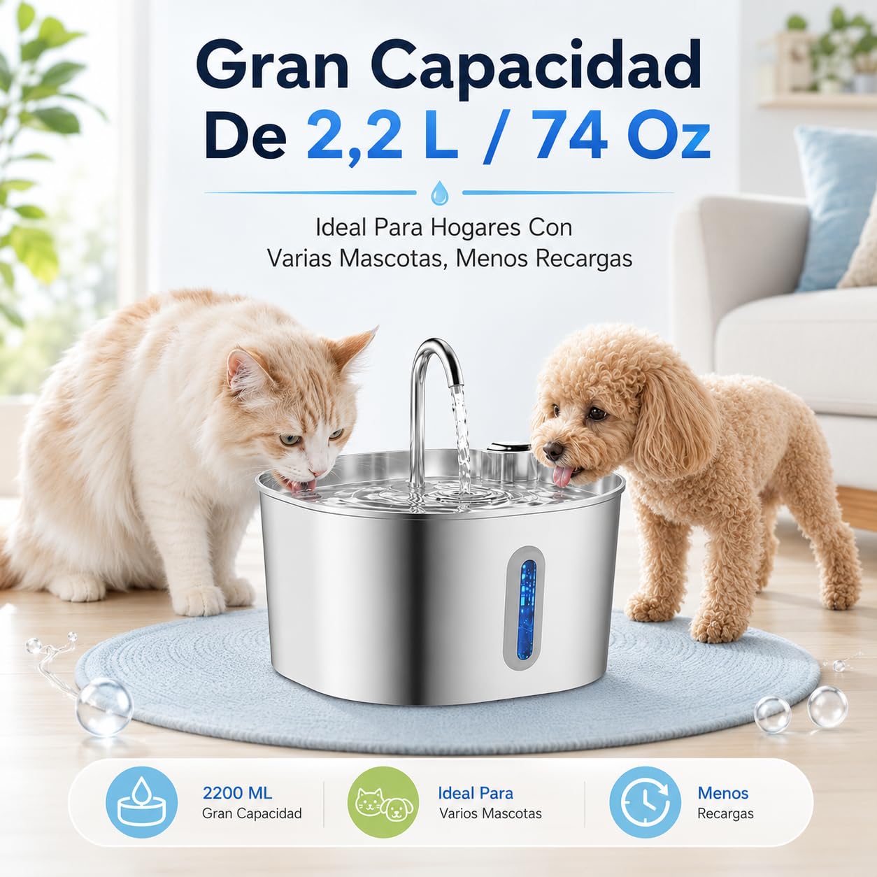 Cat Vitalis Catvitalis Fuente De Agua Gatos Diseno Compacto Circulacion Agua Continua Filtro Higienico para Mascotas Domesticas (1 Artículo)