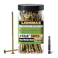 Vista 21 de Tornillos de rezago LIONMAX de 4 pulgadas, tornillo estructural para madera #14 x 4, 50 piezas de tornillo de construcción resistente, resistente a
