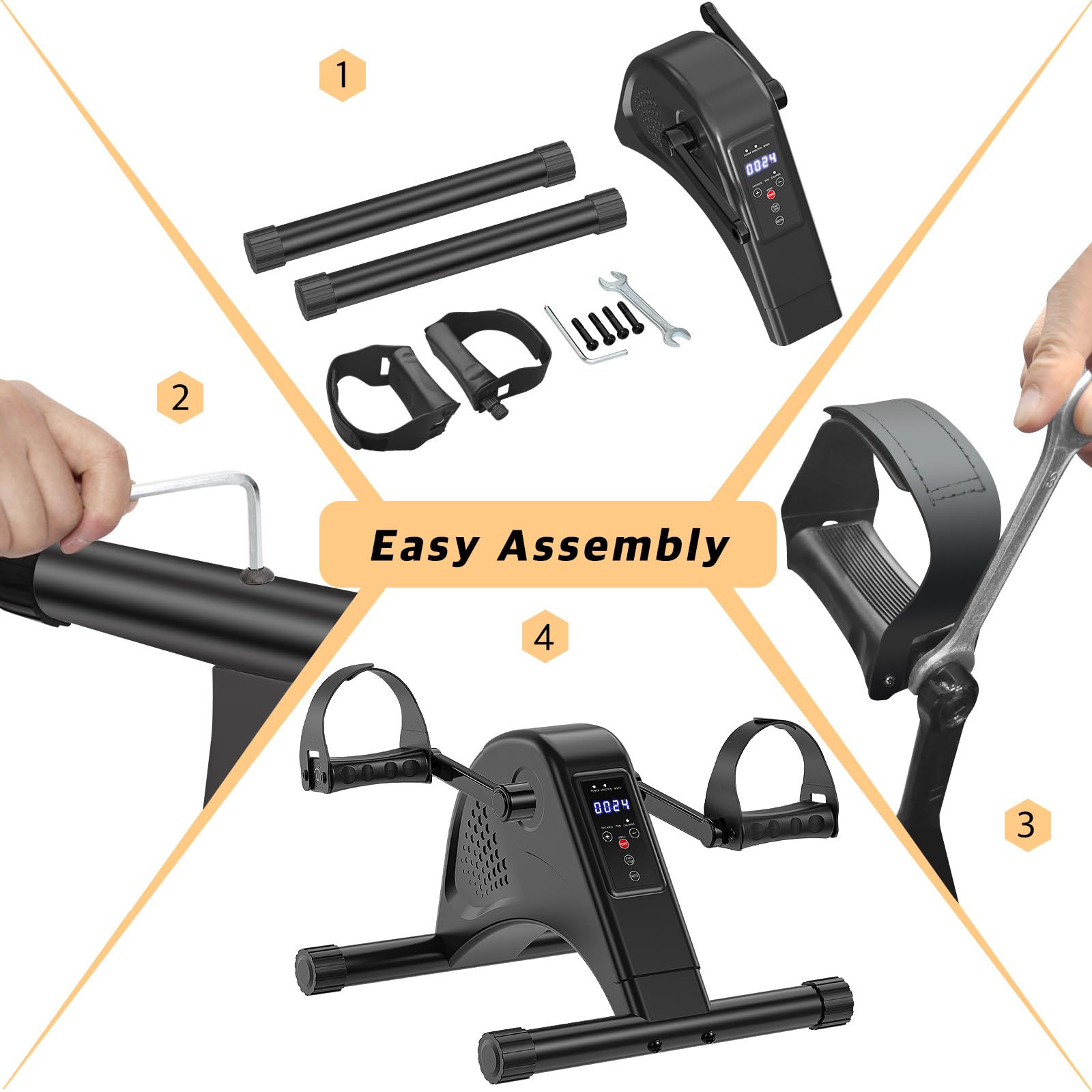 Pedales Estaticos Personas Mayores,Pedaleador Electrico, 6 Niveles de Velocidad, Control Remoto con Motor Silencioso para Pierna Entrenamiento