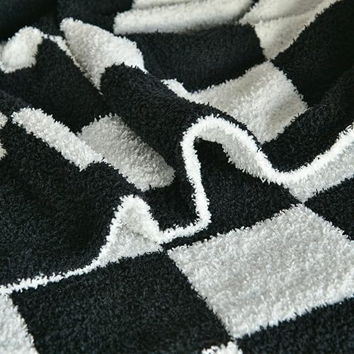 Miniatura 5 de Manta acogedora a cuadros para sofá, manta de forro polar suave y ligera con tablero de ajedrez reversible para sofá cama, manta decorativa cálida
