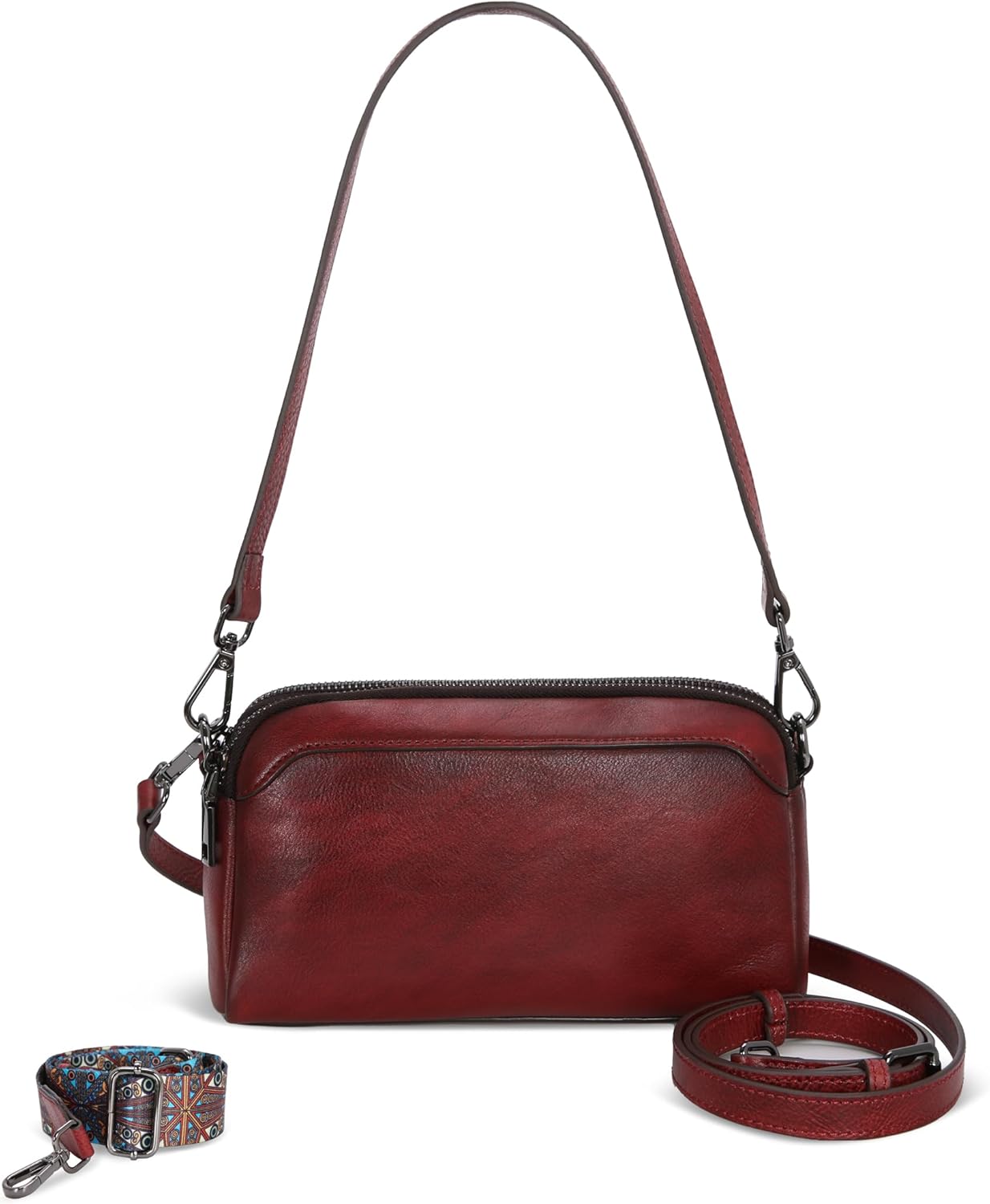 Iswee Leather Purses for Women Small Cossbody Bags Multi Pockets Shoulder Purse Vintage Satchel Bag Daily Travel Purses - Image 2