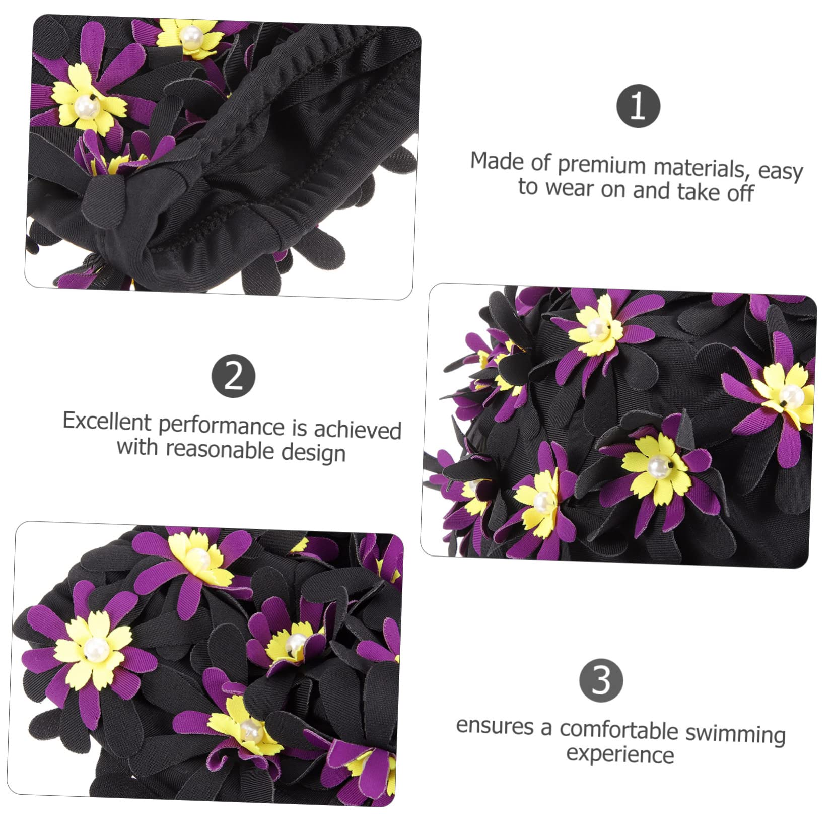 Augmentez Le Chapeau de baignade des Fleurs Cheveux Bonnet de Bain Femme UV Long Bonnet de Bain Fleuri Chapeau de baignade en Tissu Bonnet de Bain à Fleurs Cap Polyester