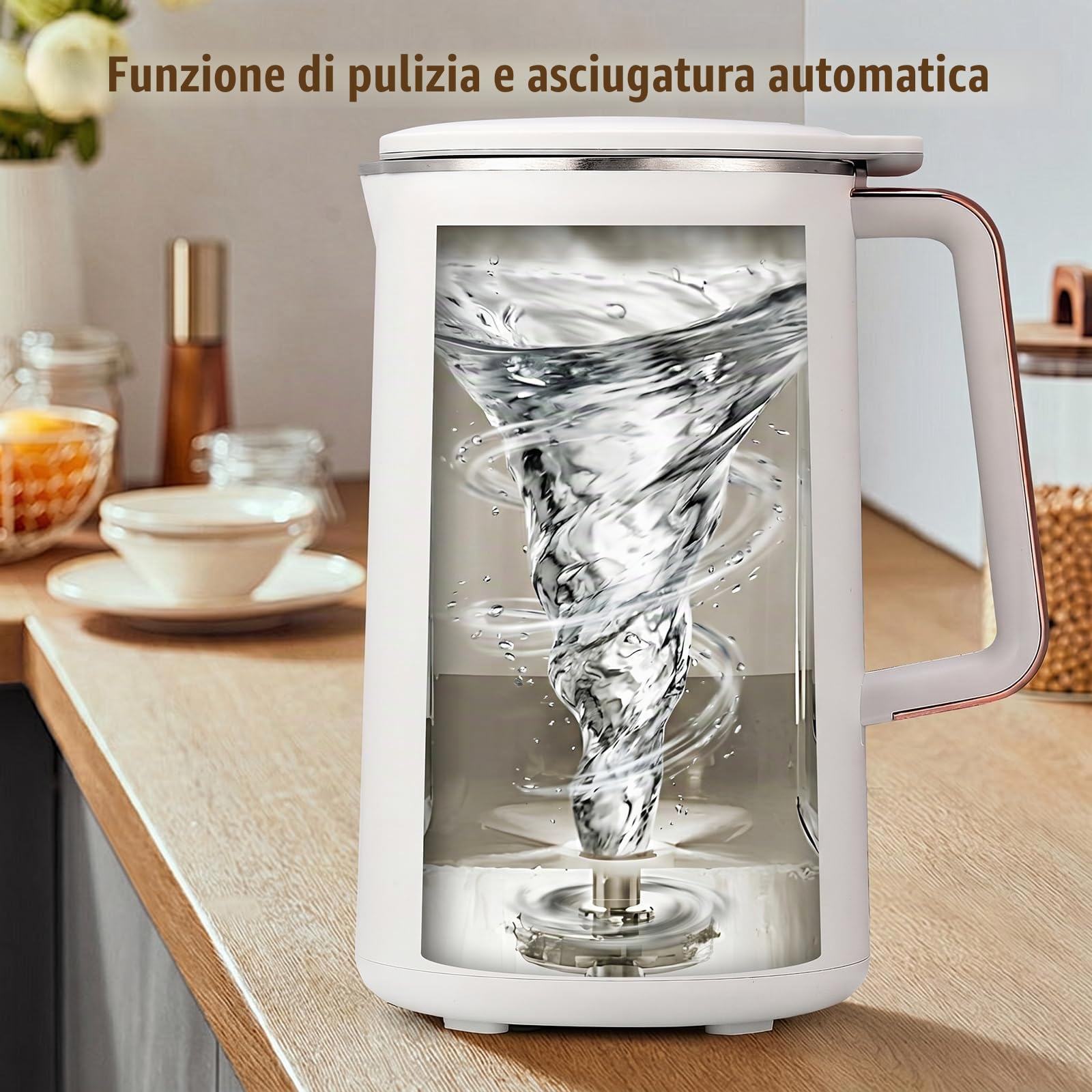Moongiantgo 1,2L 8-in-1 Macchina per Latte Vegetale, Senza Filtraggio | Con 10 Lame, Avvio Ritardato 12h, Autopulizia e Mantenimento Caldo, Machine à Lait de Soja Multifunzione per Avena