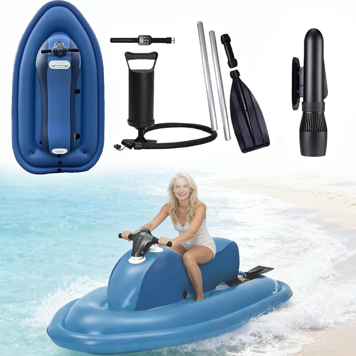Pro Electric Underwater Scooter Jet Ski - Electric Motor Boat with 500W/700W Motor and Paddle, 5-10 KM/H, 330Ibs Load Capacity, for Water Sports Yachts+500W16A