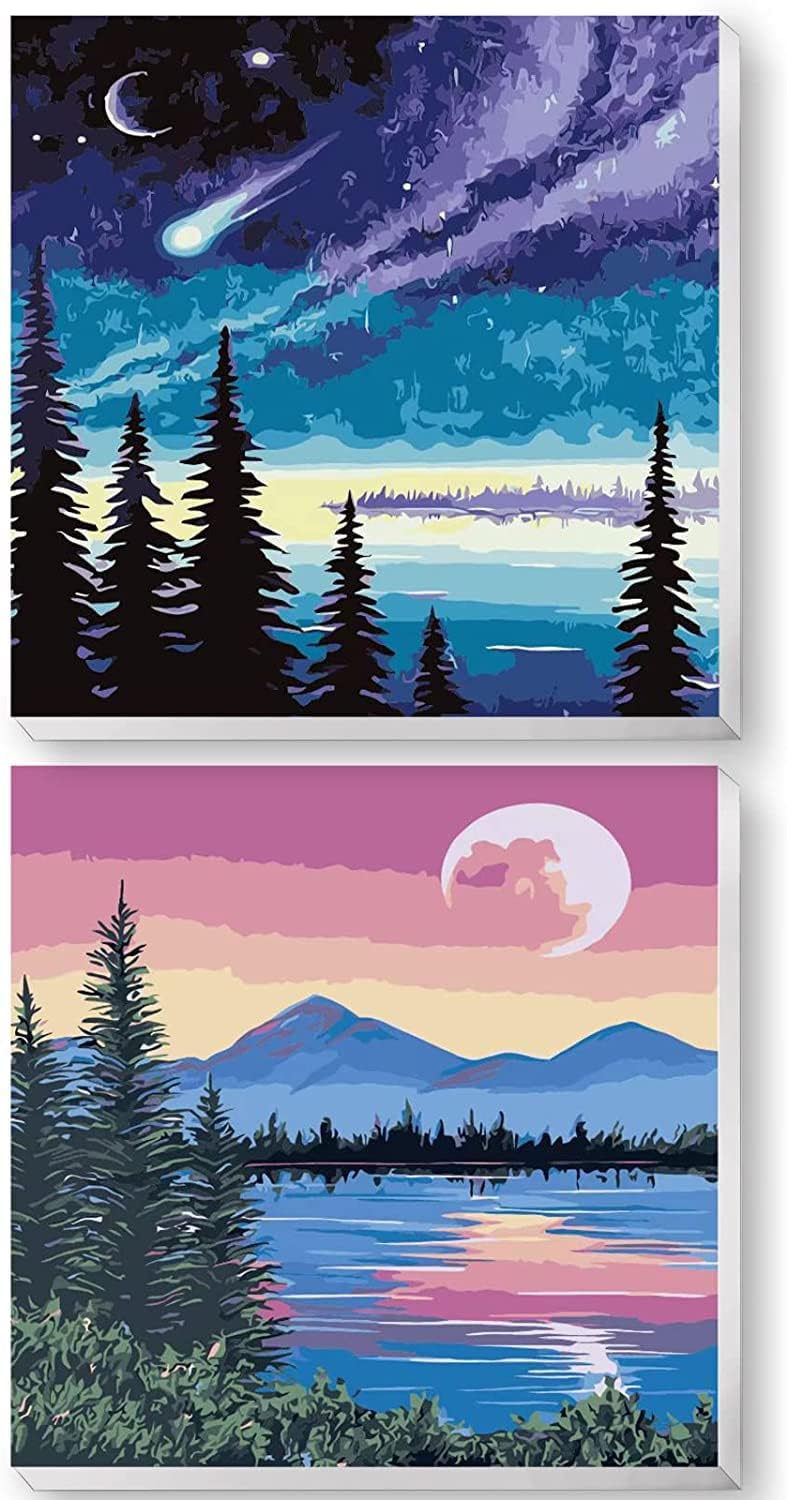 Mupmod Paint by Number for Adults with Frame, DIY Paint by Number for Aluts Beginner Acrylic Paint by Number for Adults Oil Painting Perfect for Gift Decor - 8x8 Inch