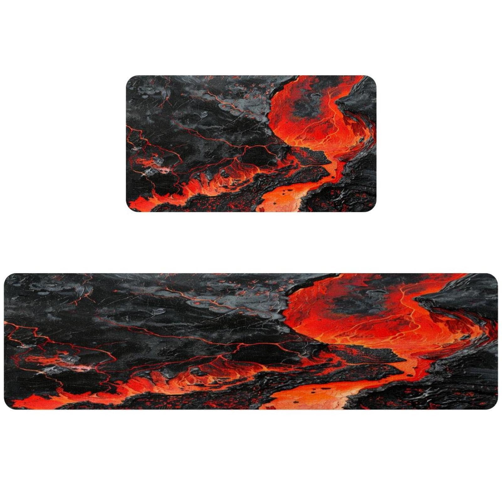 Tapis de cuisine pour couloir et buanderie Lava Magma lot de 2
