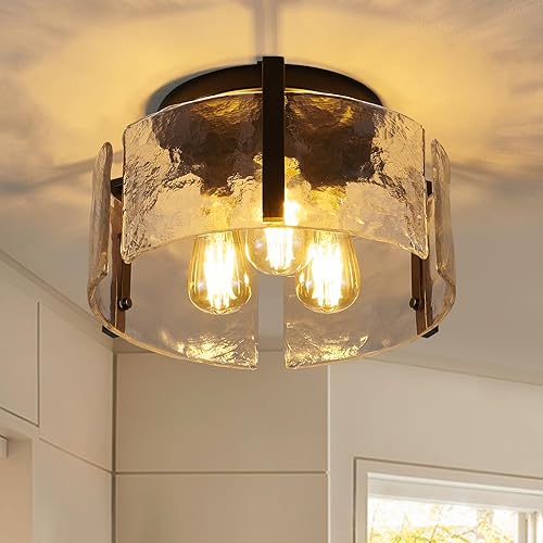 Miniatura 8 de Lámpara de techo semiempotrada negra, 3 luces modernas para pasillo, lámparas de techo, accesorios de iluminación de cocina, lámparas de techo para