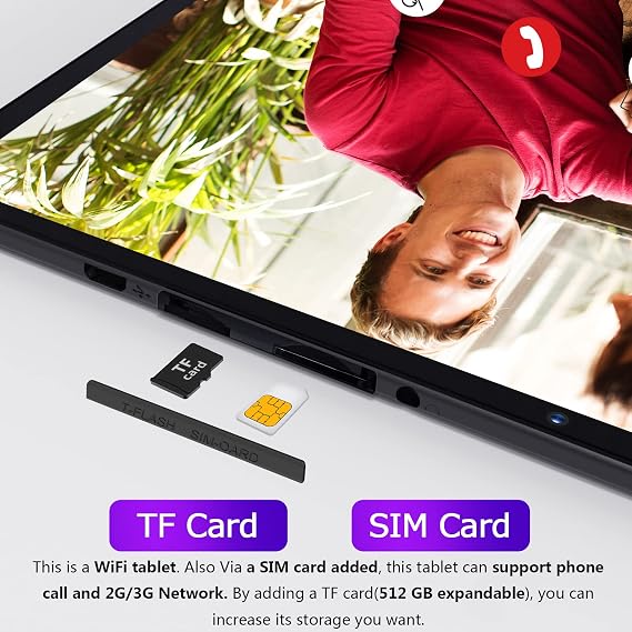 PRITOM 10'' Tablet Android 13, Phone Tablet with SIM Slot, 64GB, IPS Touchscreen, 8MP Rear Camera WiFi GPS Bluetooth USB C, Support 3G Phone Call, Unlocked