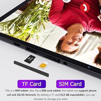 PRITOM 10'' Tablet Android 13, Phone Tablet with SIM Slot, 64GB, IPS Touchscreen, 8MP Rear Camera WiFi GPS Bluetooth USB C, Support 3G Phone Call, Unlocked