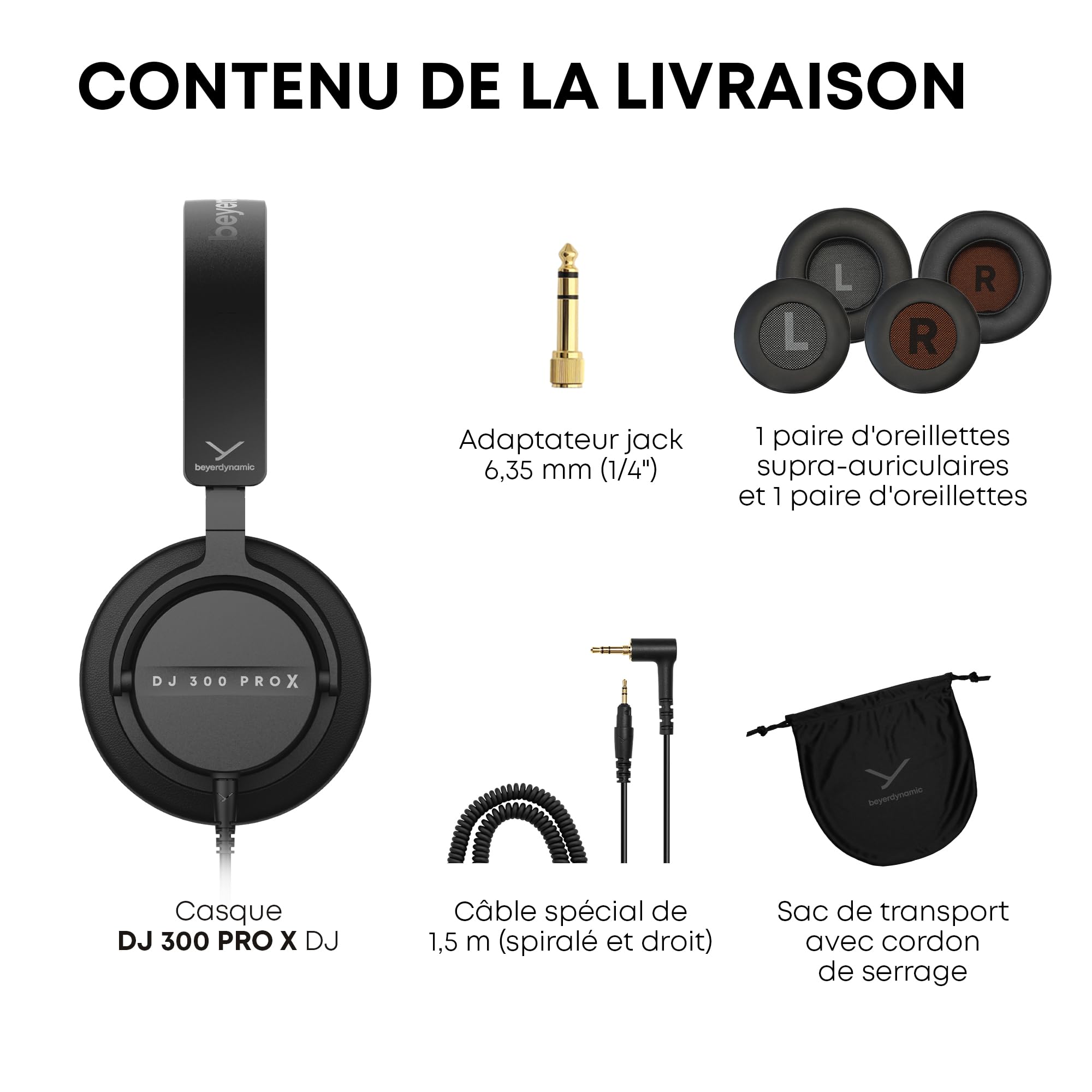 beyerdynamic DJ 300 Pro X Casque DJ Professionnel 2 en 1, Changement Supra-auriculaire/sur-auriculaire comme Fonction de Style et d'utilisation Flexible pour Les DJ Professionnels