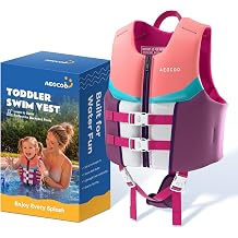 AEOCOO Toddler Swim Vest for 30-50-90 Pounds, Kids Pool Floaties Vest 3-4-5-6-9 Year Old, Puddle Swim Jumper Buoyancy Jacket, Boys, Girls, Ninos