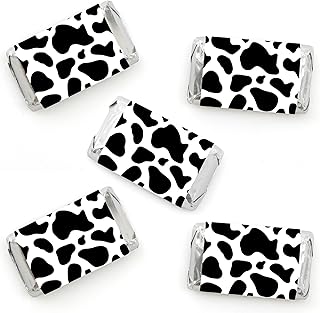 Cow Print - Mini Candy Bar Wrapper Stickers - Farm Animal Party Small Favors - 40 Count