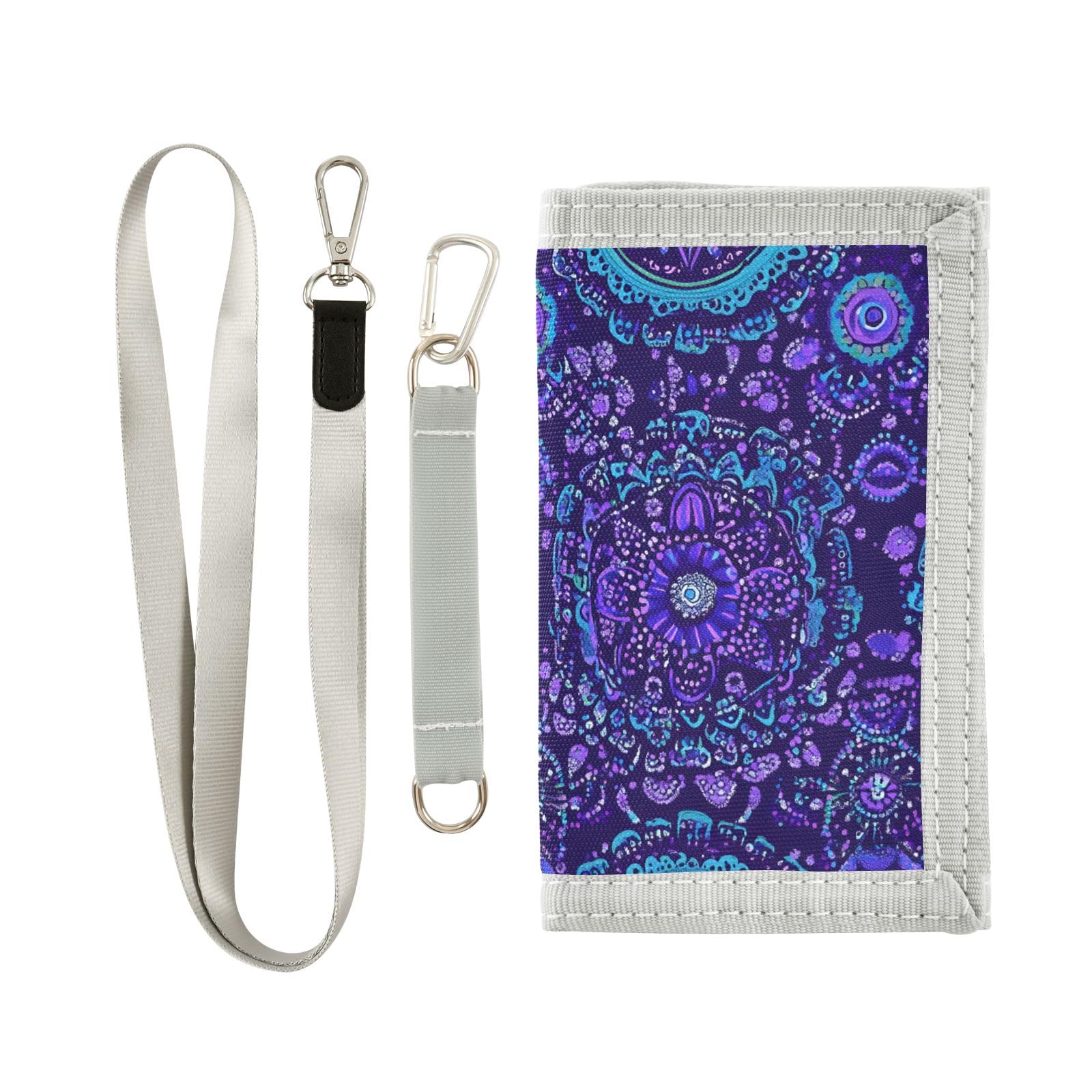 ALAZA Kids Wallets for Boys Girls Toddler Trifold Wallet Children Small Blue Purple Mandala with Zipper Coin Pocket