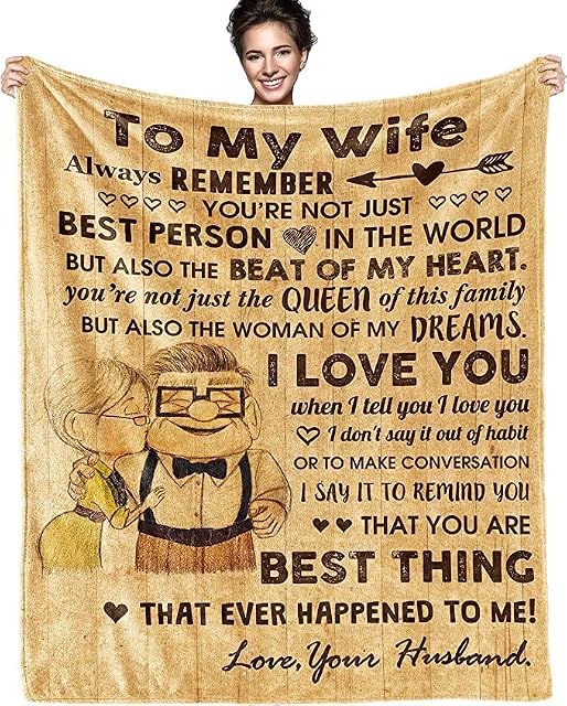 Gifts for Wife from Husband to My Wife Blanket, Personalized Throw Female Birthday Gifts, Romantic Gifts Birthday Christmas Valentine's Mother's Day Healing Bed Blanket Presents for Her 130 * 150cm