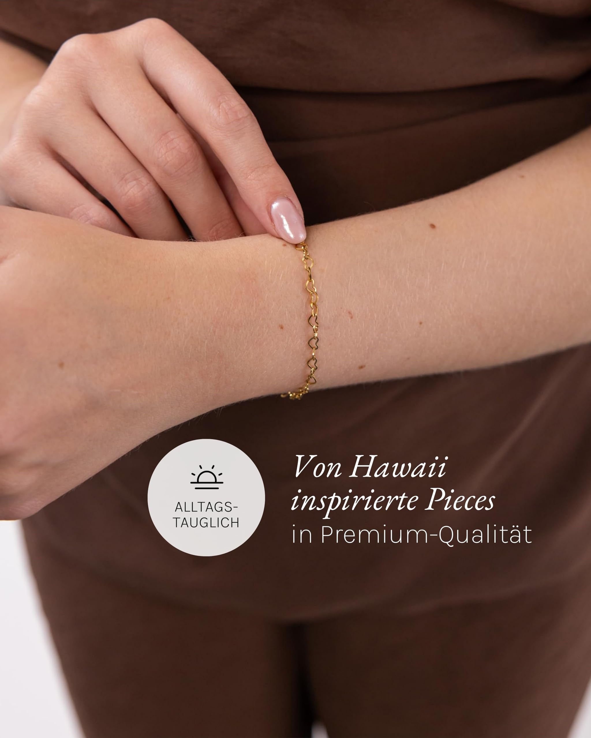Purelei Heart Armband – Filigranes Damen Armband – Aus langlebigem Edelstahl (14K vergoldet) – Verstellbare Länge 16-20 cm – Hawaiianisch inspiriert & wasserfest