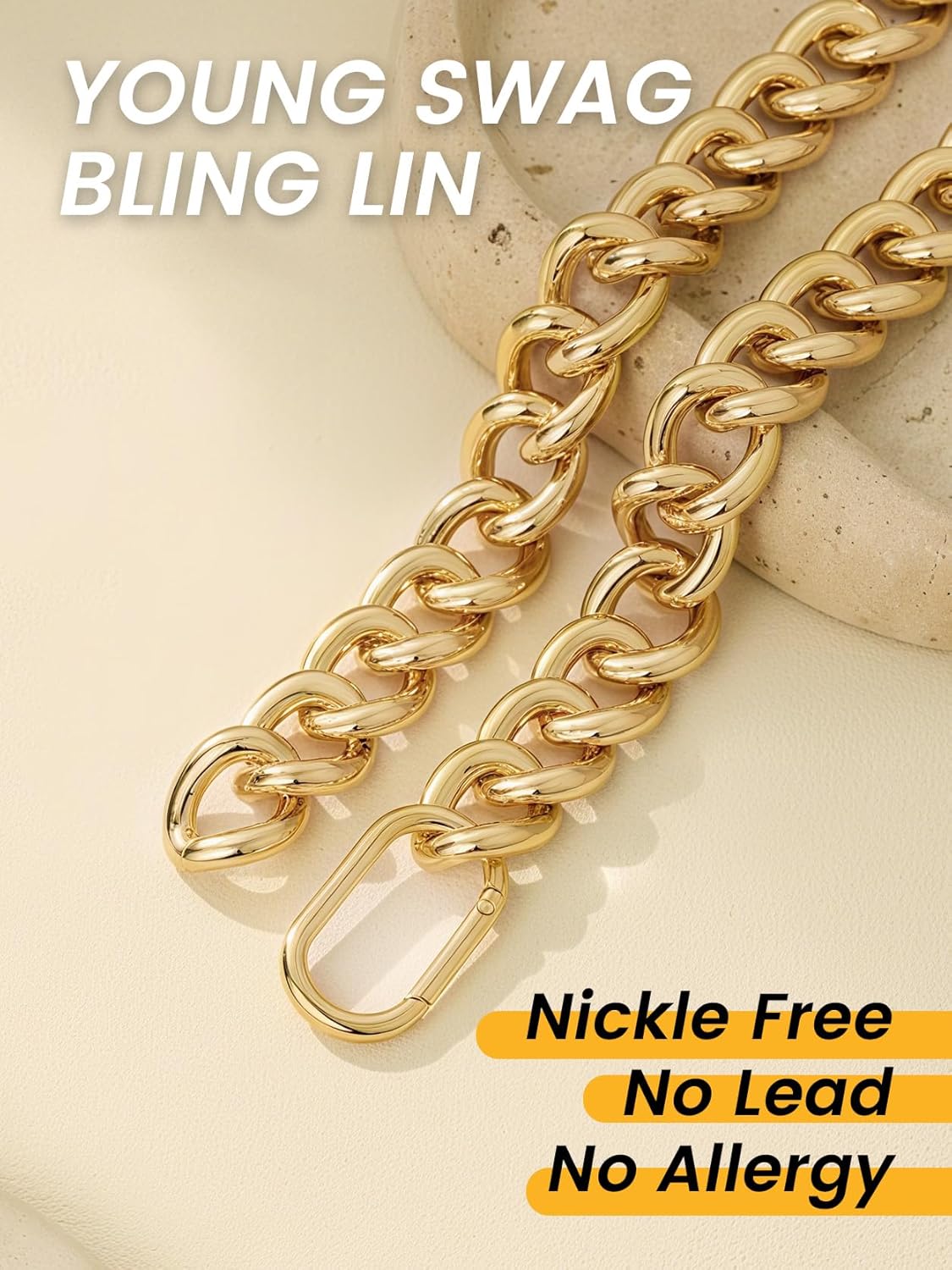 GoldChic JEWELRY Chunky Cuban Link for Women,Statement Curb Chain Necklace for Her,Thick Trendy 14K Gold Choker,Hip Hop Miami Cuban Chain Jewelry Gifts,13/16/23mm Width,16/18/20/22" Length - Image 8