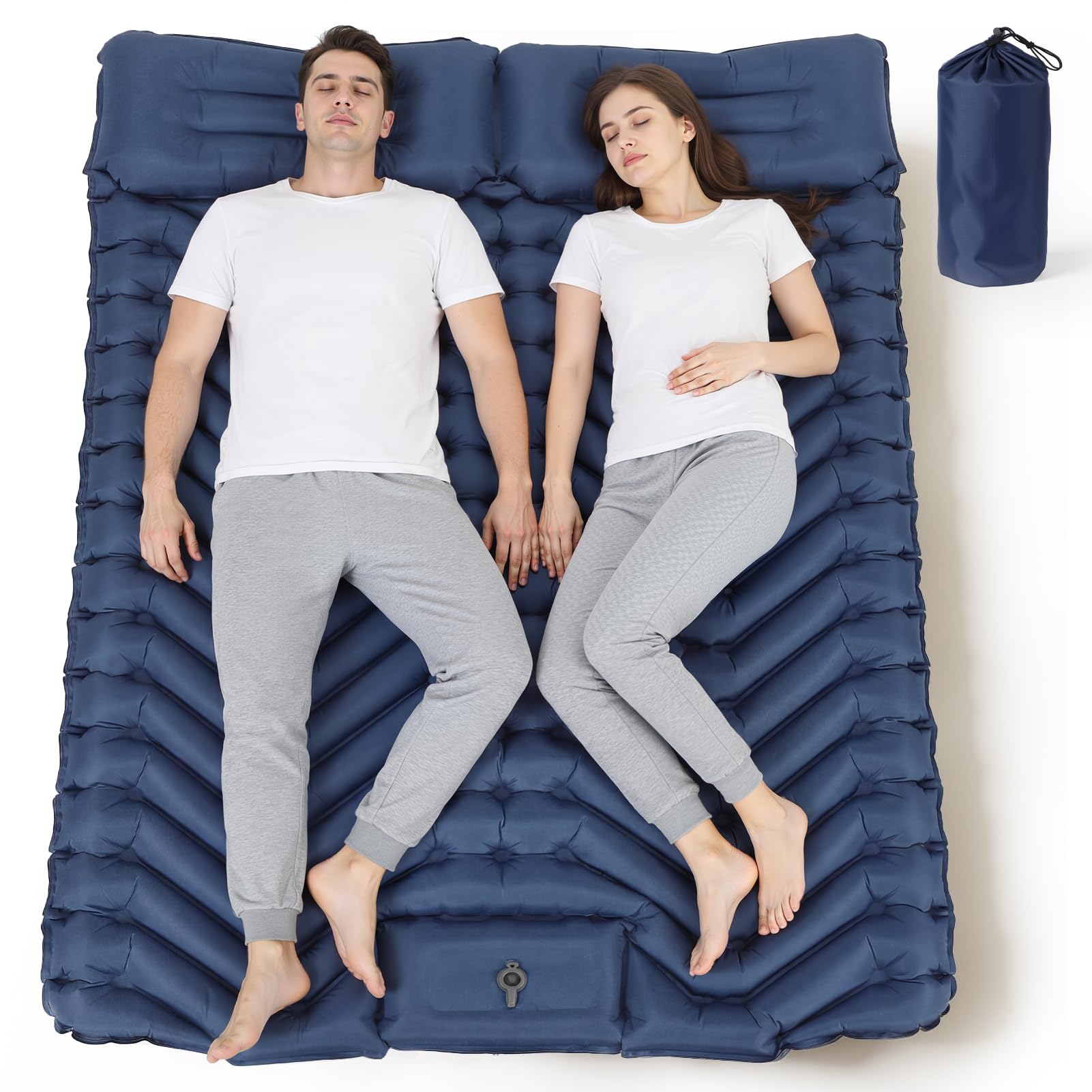Tapis de camping isotherme double HAUSPROFI, matelas gonflable léger pour randonnée à deux