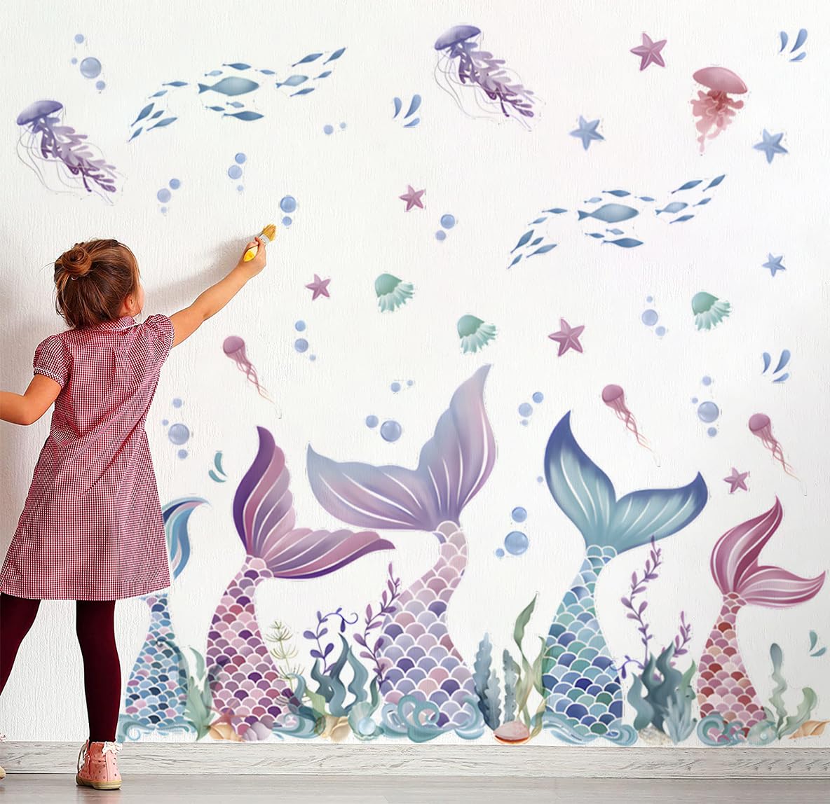 Stickers muraux queue de sirène pour créer une chambre de fille magique sous la mer