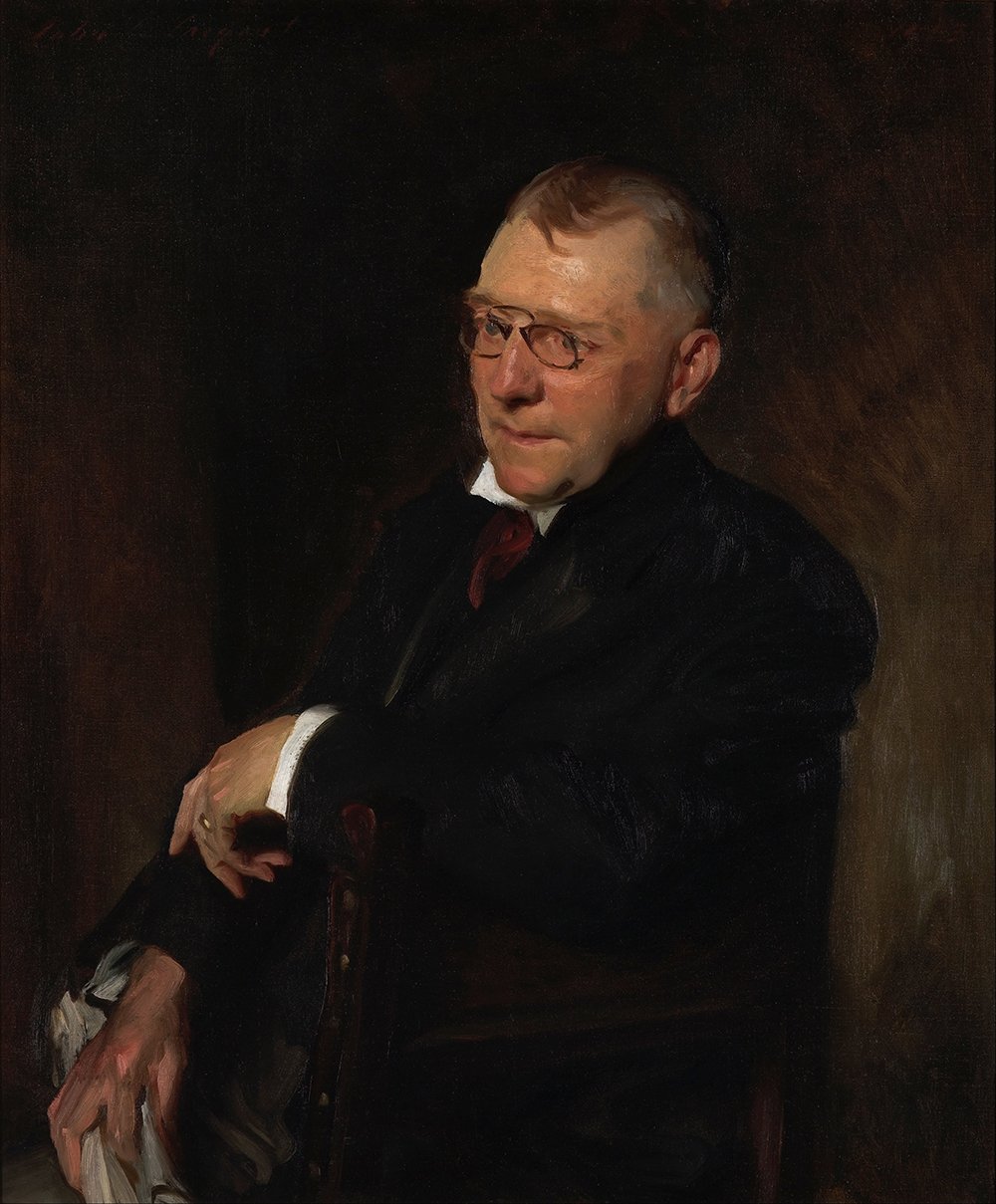 Retrato de James Whitcomb Riley por Sargent en marco marrón mate: arte sin reflejos molestos
