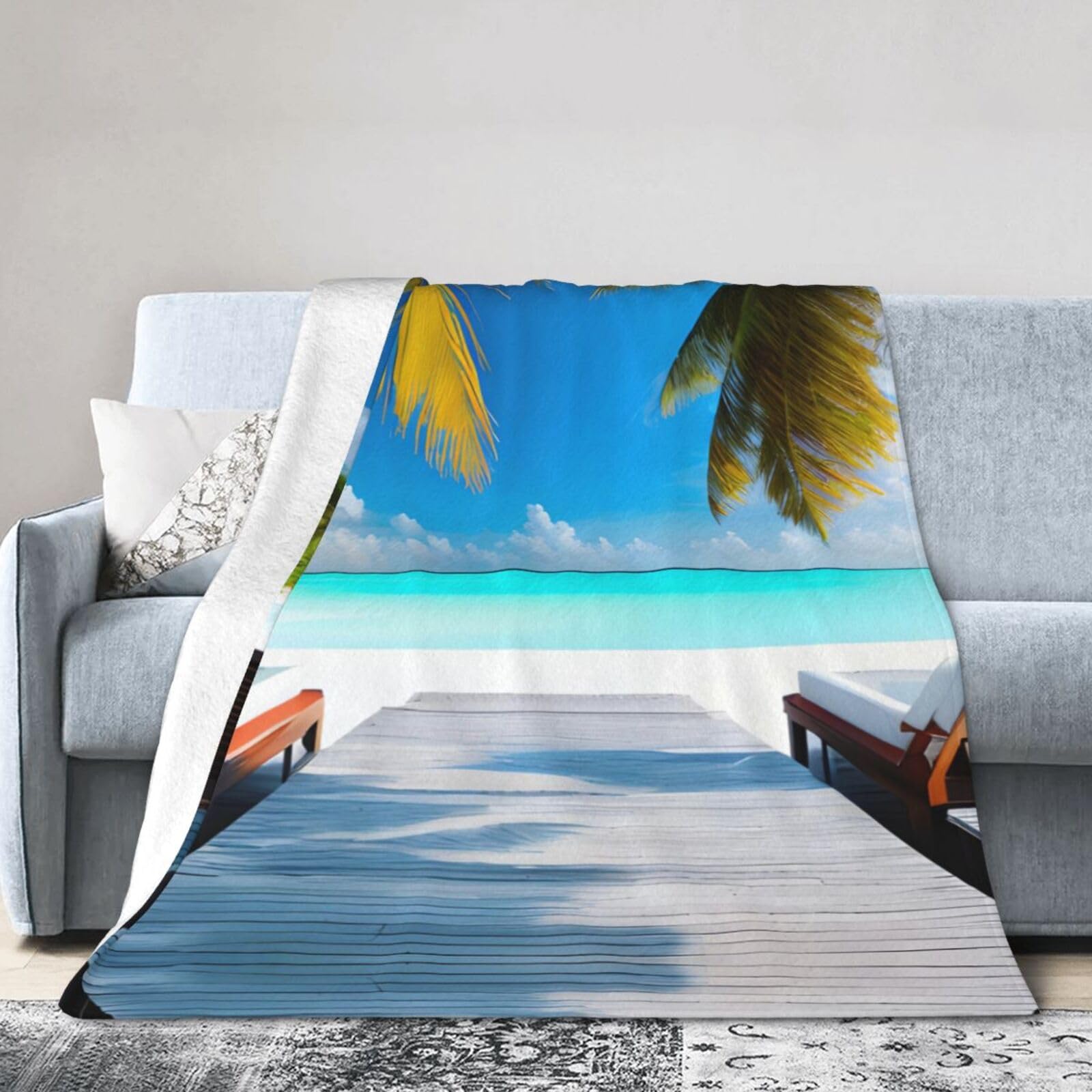 Maldives Holidays 60"x50" Fleece Blanket, Full Size, Super Soft, Suitable for Bed, Sofa, Camping, All Seasons