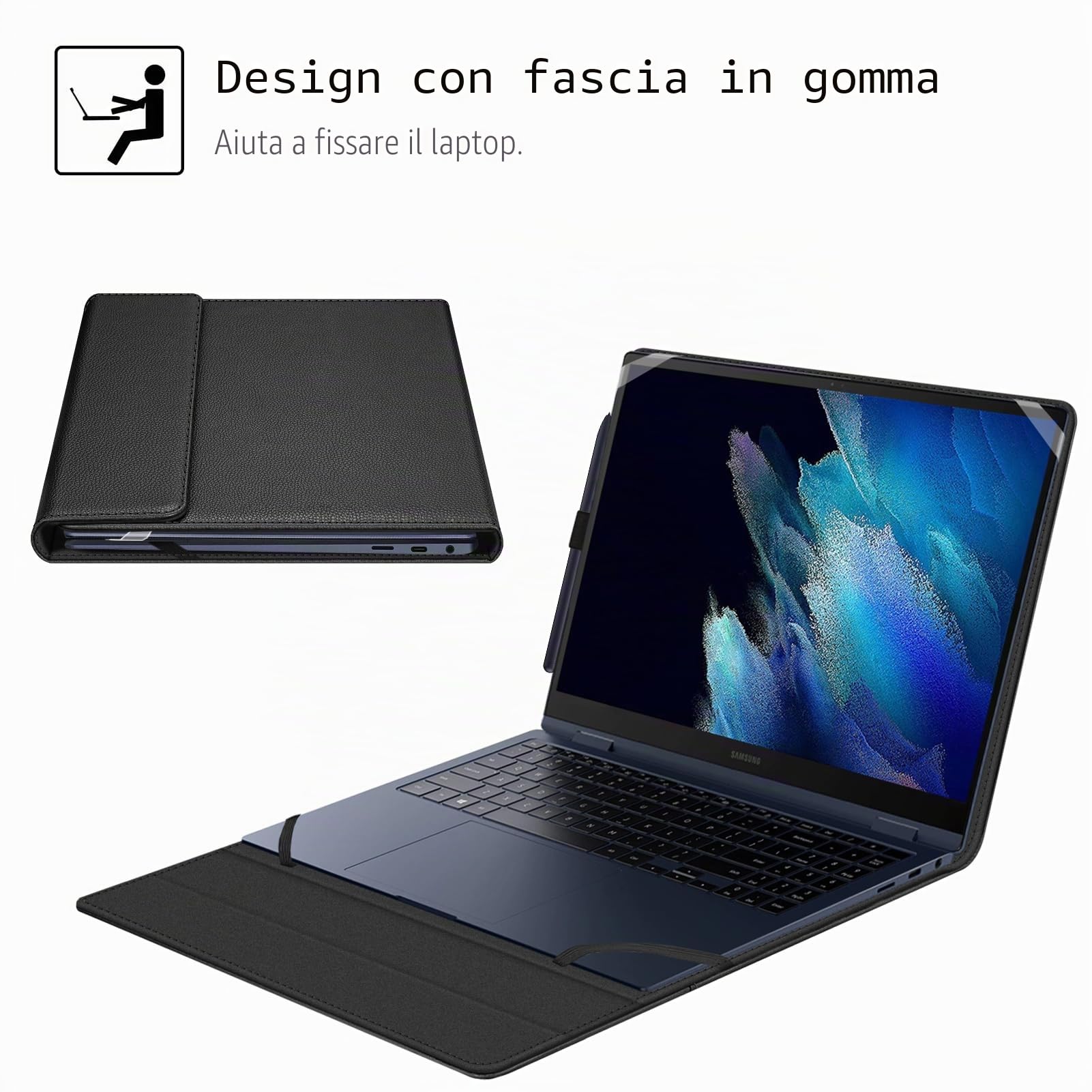 FINTIE Custodia per 15.6 Pollici Samsung Galaxy Book 5 360,Galaxy Book 4/Book4 Edge, Portfolio Business Cover con Tasca, Nero