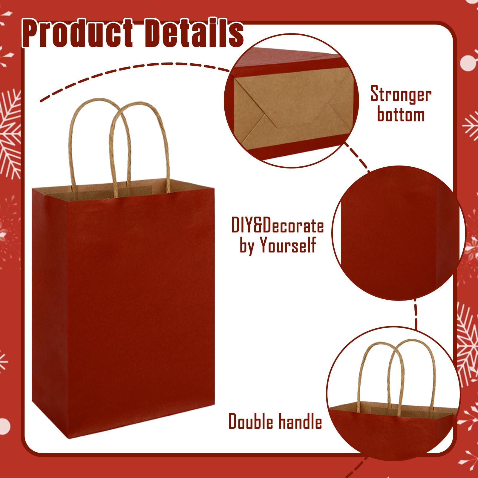 Aazon.co: Whaline 24Pcs Christas Kraft Paper Bags With 30 Sheets Red - View #9