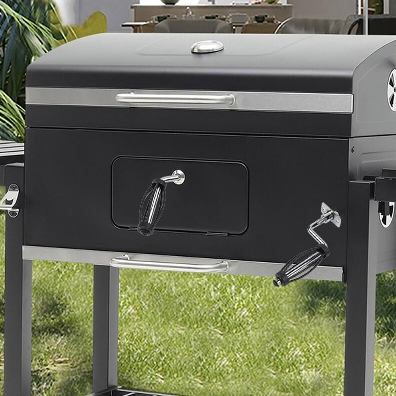 Maniglia per barbecue per Traeger e altre marche, filettatura da 12 mm, ricambio in acciaio inox, presa sicura ad alto calore per affumicatori e stufe a legna (A)