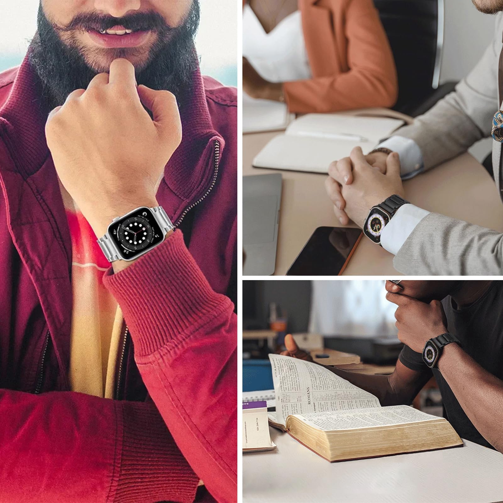 Pasek do zegarka Apple Watch 38 mm, 40 mm, 41 mm, 42 mm, 44 mm, 45 mm, 49 mm, lekki, tytanowy, ulepszony, biznesowy, metalowy pasek do iWatch serii 9, 8, 7, 6, 5, 4, 3, 2, 1, Ultra, 1, 2, SE