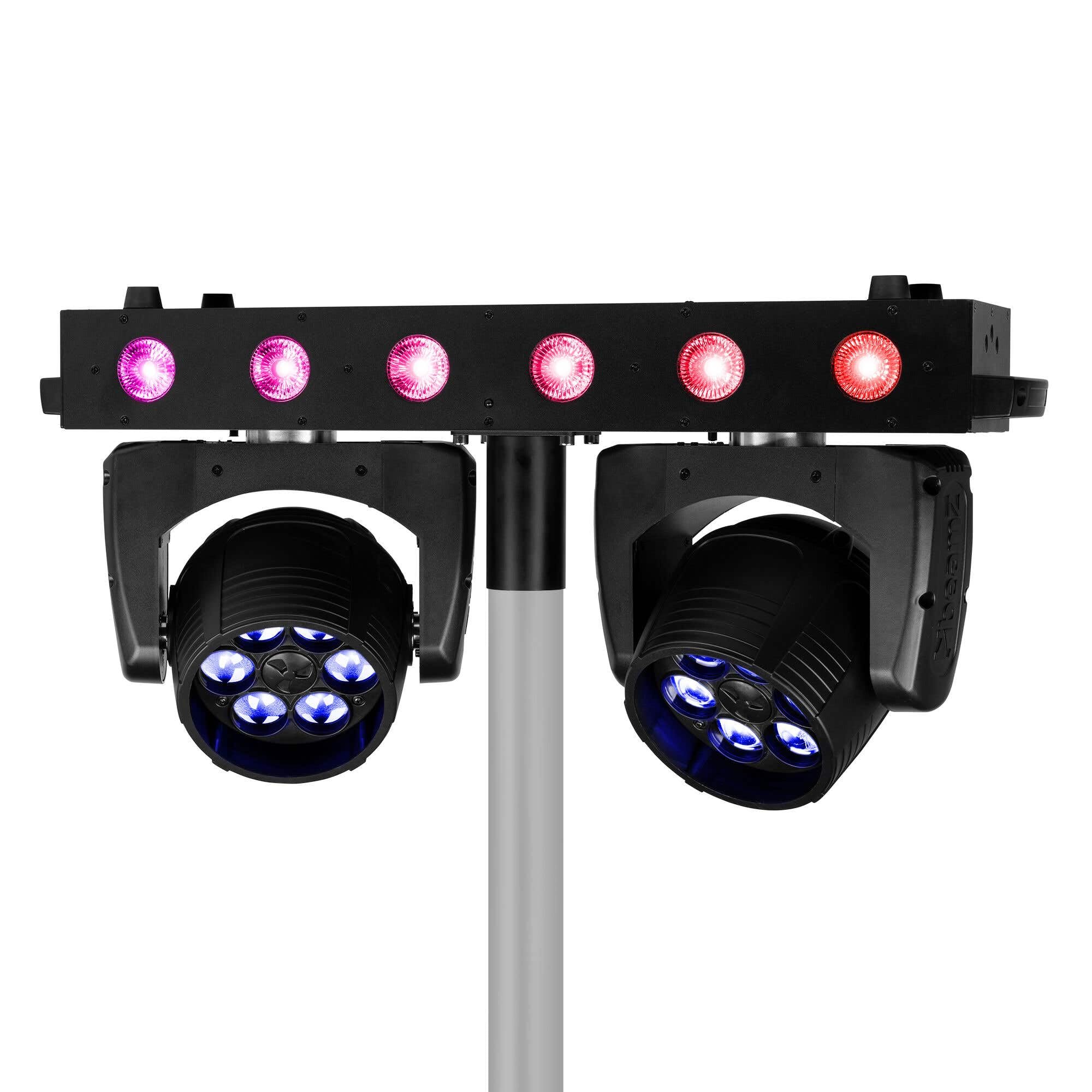 BeamZ Fuze Twin Wash Moving Head Bar, 2x RGBW LED Moving Heads + LED Bar, Lichtorgel Musikgesteuert, DMX, Zoomfunktion, Bühnenlicht für DJ, Events, Club & Live-Auftritte