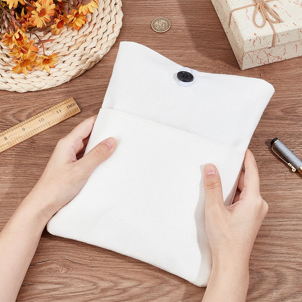 CRASPIRE White Cotton Line Book Sleeve Fabric Binding Book Cover with Button Washable Reusable Protector Notebook Cloth for Adult Scrapbooking DIY Crafts for Hardcover Paperbacks Book Lovers - Image 4