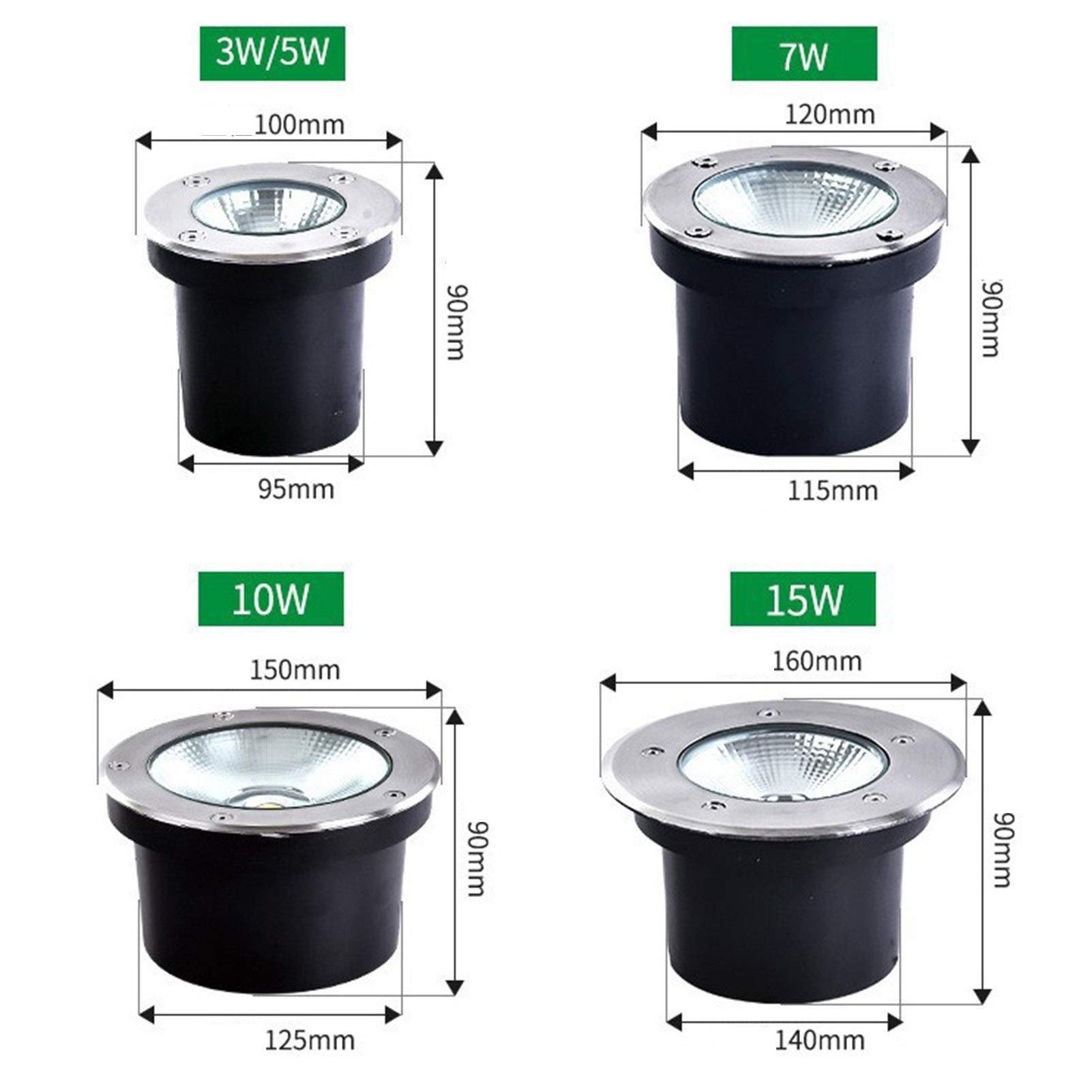 Faretti Incasso Esterni Impermeabile IP67 AC85-265V all'aperto Giardino terrazza Faretto da Incasso Luce Bianca Calda 10 Potenza (Colore : Bianco Caldo, Misurare : 30W)
