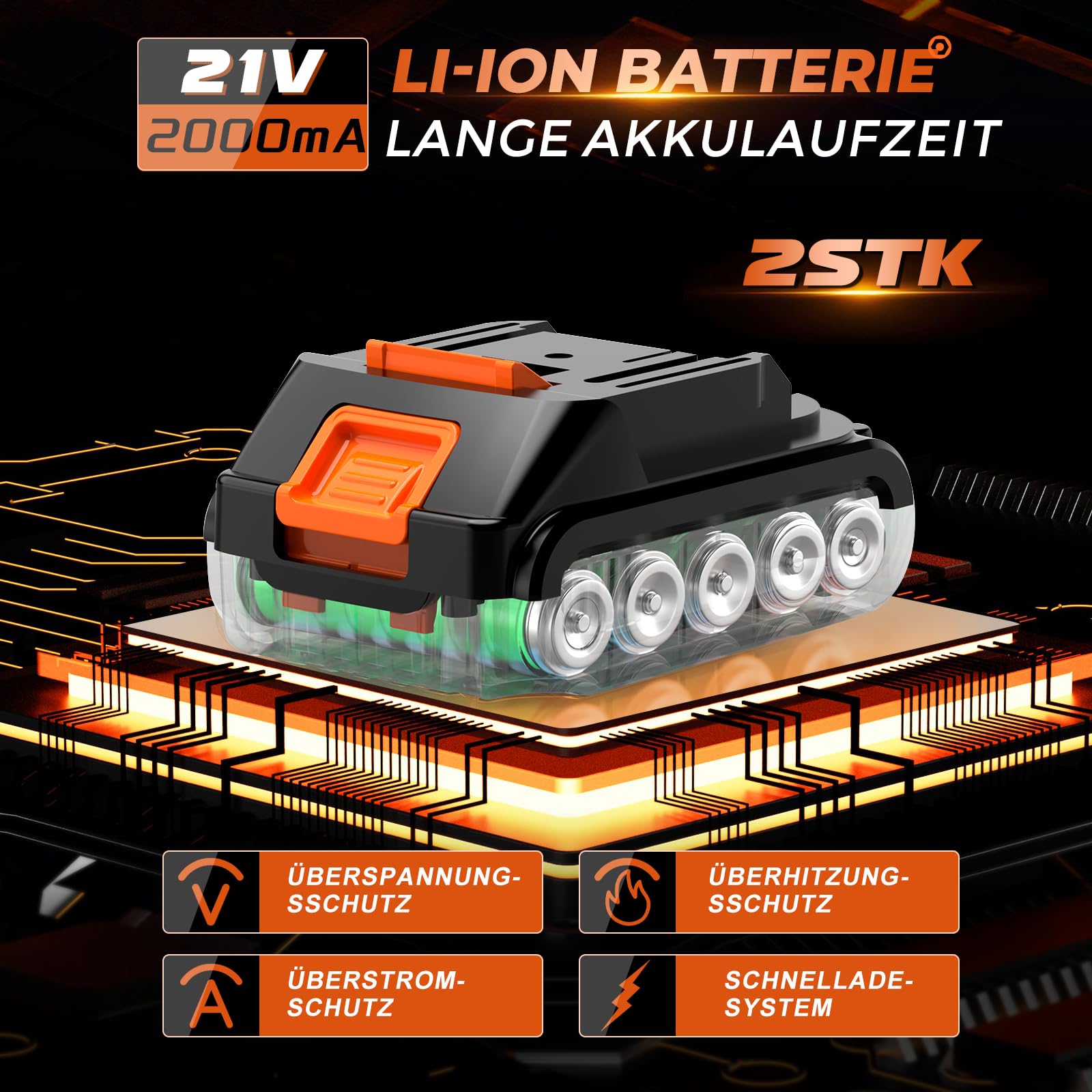 21V Akku Ratschenschlüssel, 3/8" Elektrischer Ratschen 40N.m 0–400RPM, Kabellose Ratsche mit 2×2000mAh Akku, 7 Steckschlüsseln, Schnellladegerät & LED-Licht für Auto & Heimwerker