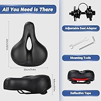 Vista 6 de TONBUX Comfortable Bike Seat for Men Women with Dual Shock Absorbers, Memory Foam Bicycle Seat with Waterproof Cover, Padded Bike Saddle for