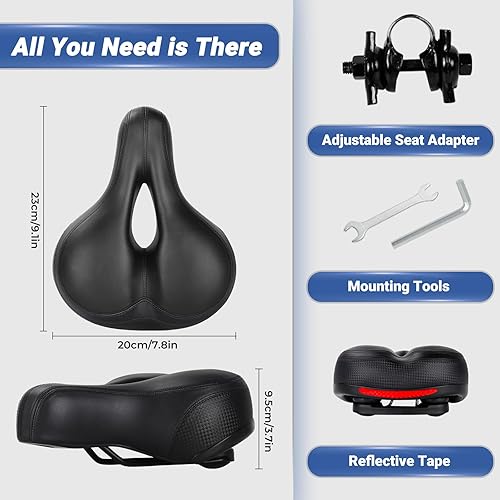 Miniatura 24 de TONBUX Comfortable Bike Seat for Men & Women, Memory Foam Bicycle Seat with Dual Shock Absorbing Ball, Universal Fit Bike Saddle for Stationary